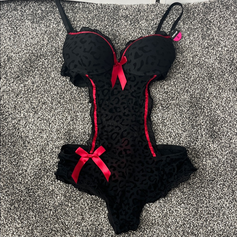 Black Meah Cheetah Print Lingerie